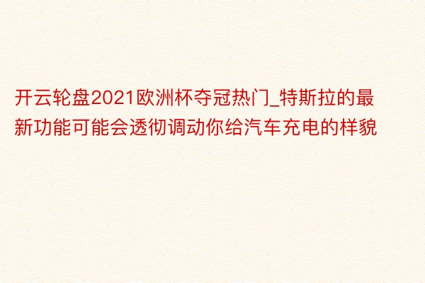 开云轮盘2021欧洲杯夺冠热门_特斯拉的最新功能可能会透彻调动你给汽车充电的样貌